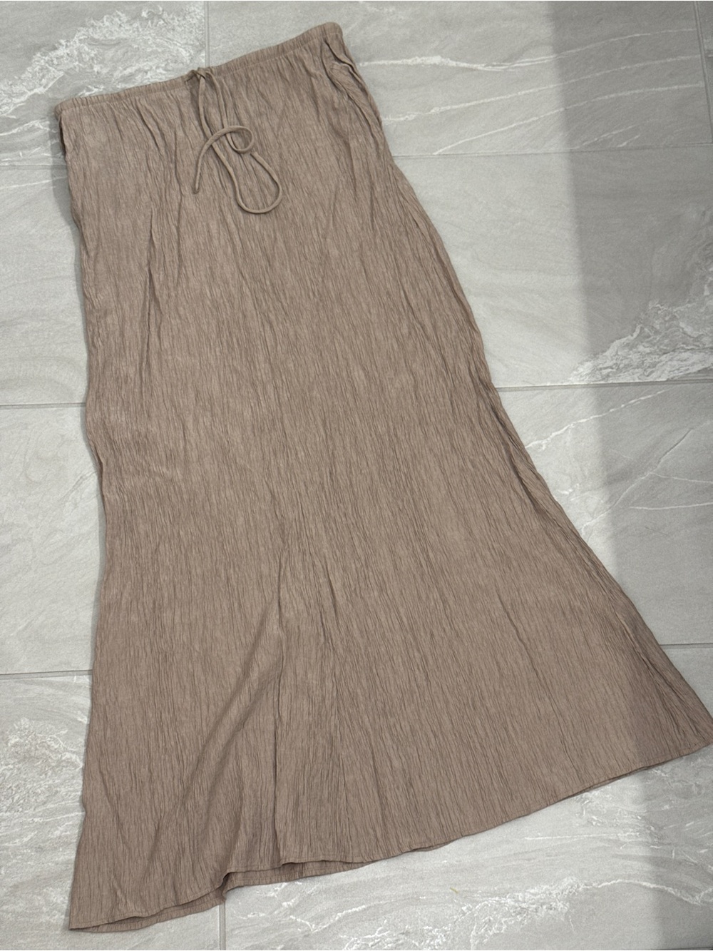 Zara Taupe Drawstring Maxi Skirt Fall Boho Minimalist